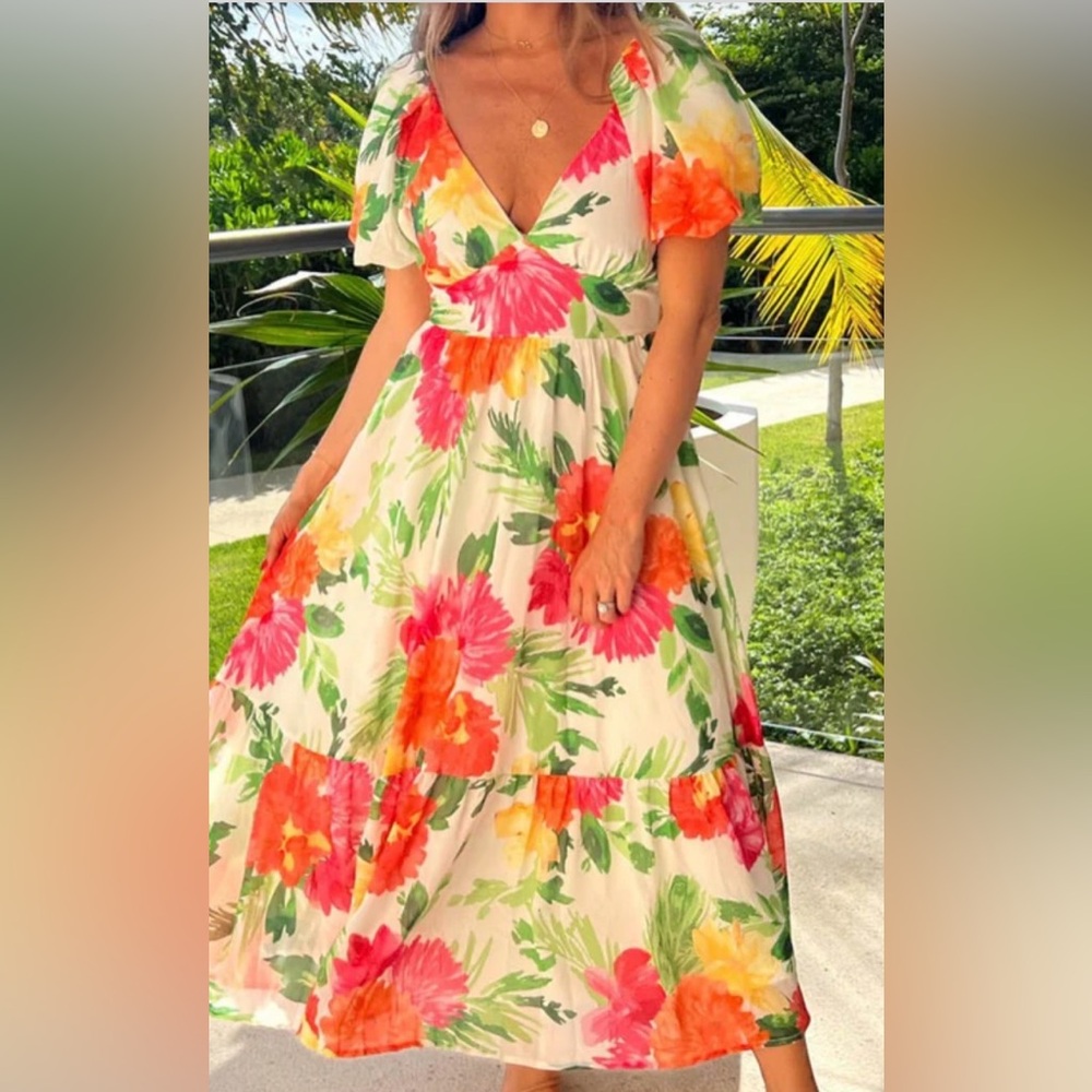 Flying Tomato Floral Dress - Red, Pink, Green